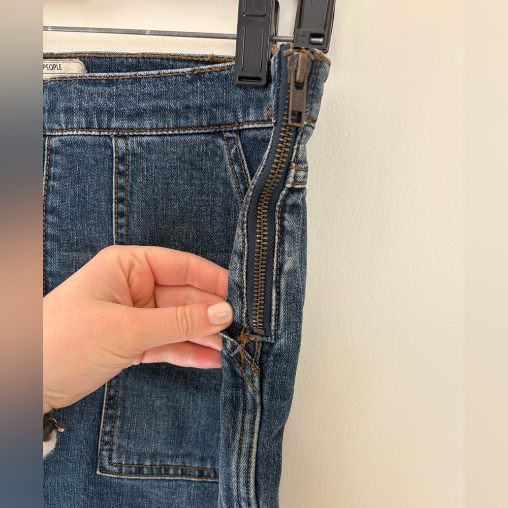 Free People High Rise Medium Wash Side Zip Denim Jeans Size 27 Boho Vtg Look - Picture 5 of 11